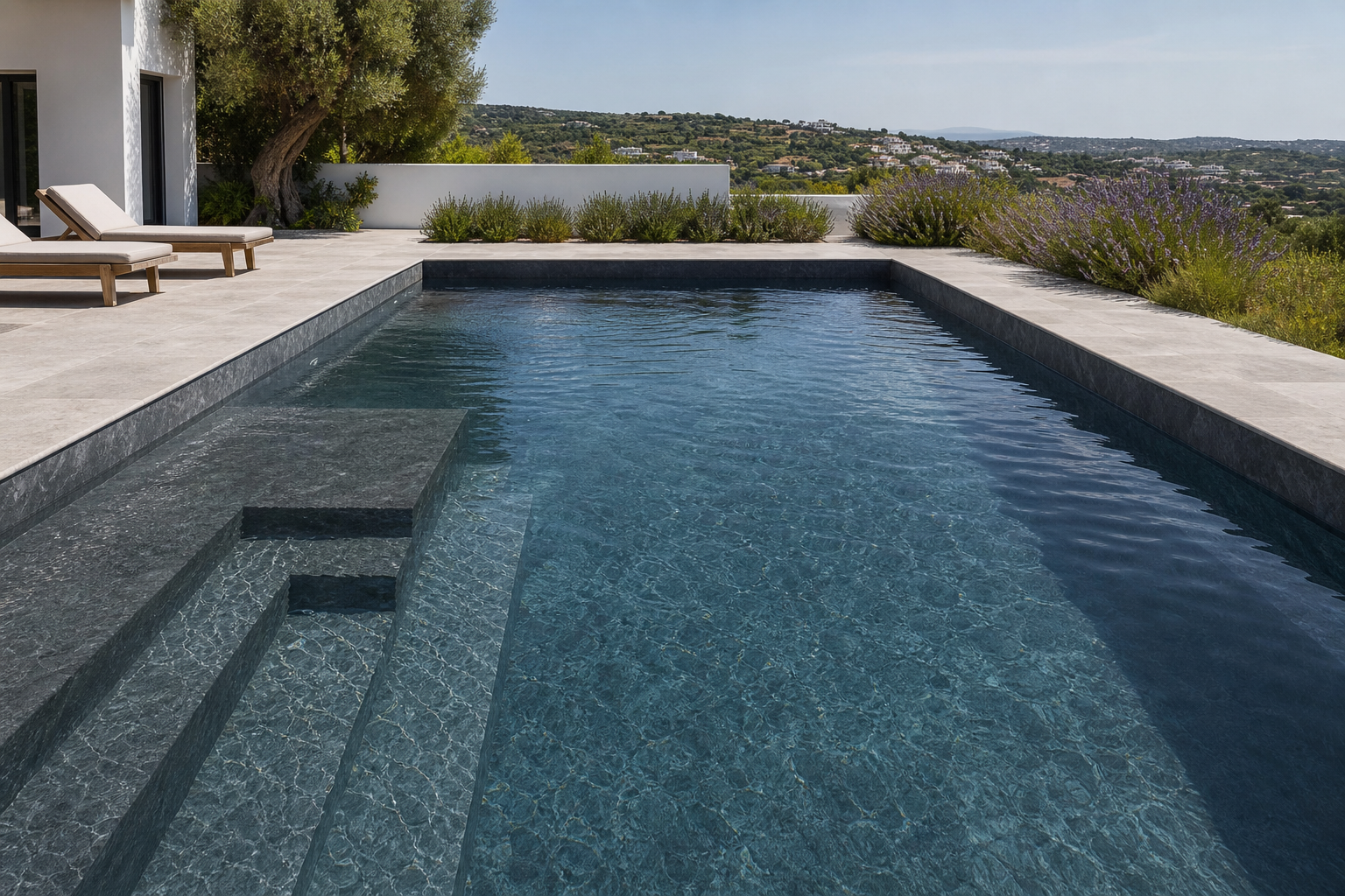 Volcanic Slate liner finish combining medium-dark slate grey with rugged natural stone texture