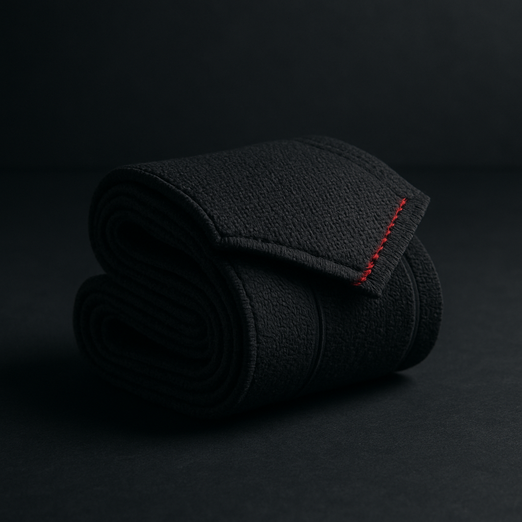 Premium black wrist wraps with subtle red accent stitching