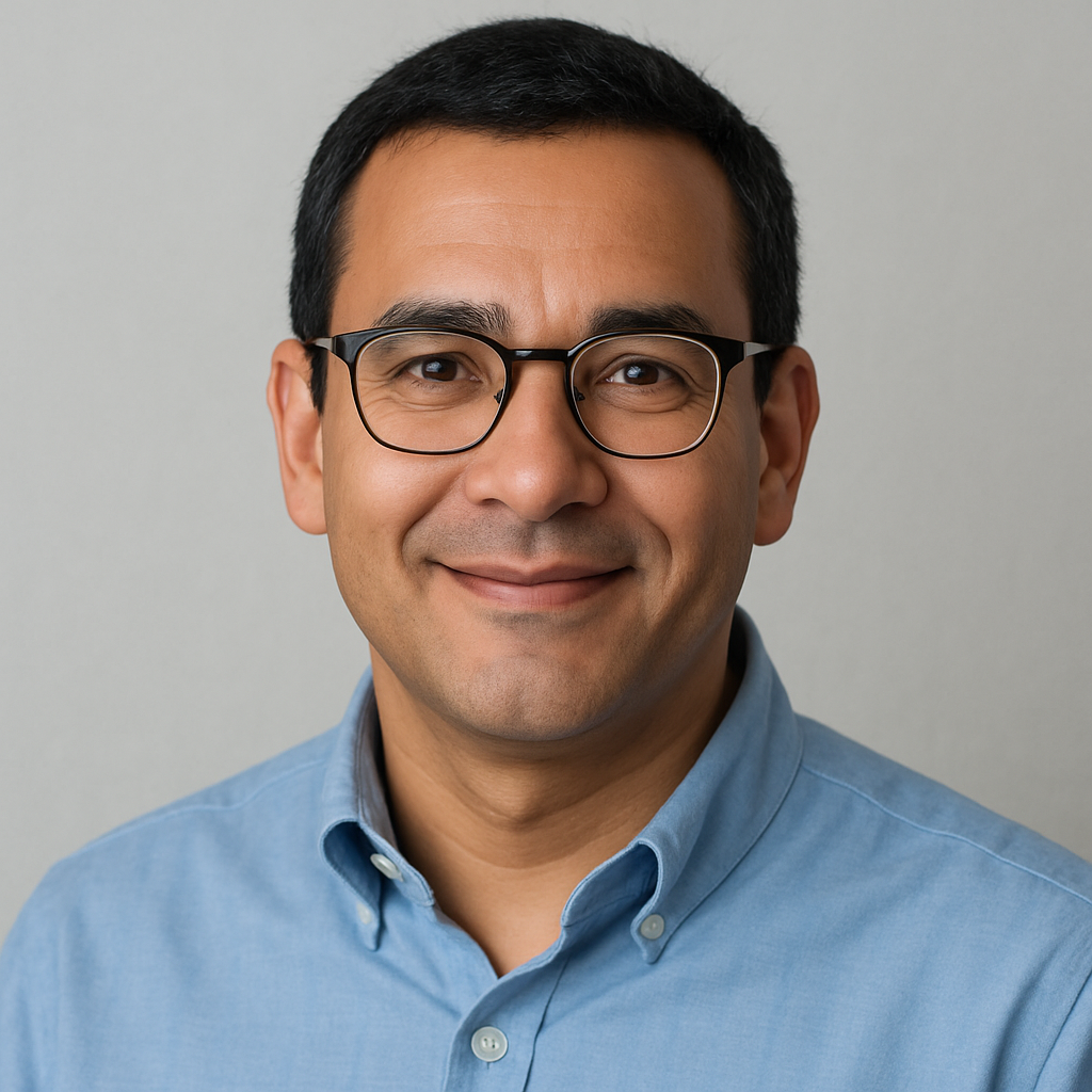 Portrait of James, a user, with glasses and a friendly expression