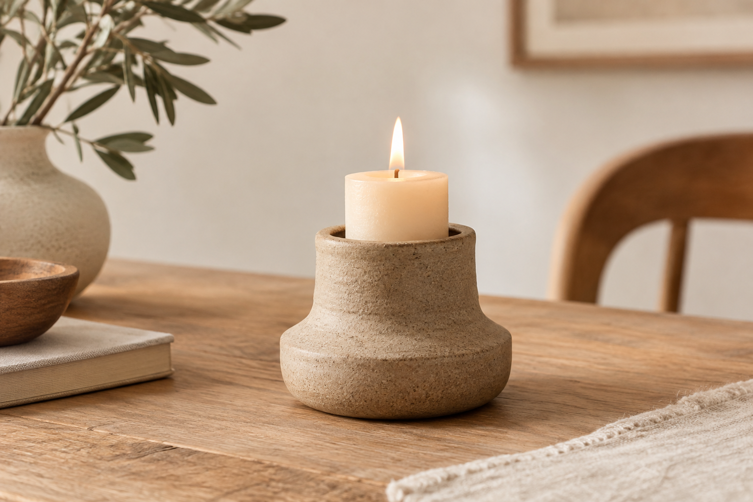 Stoneware Candle Holder