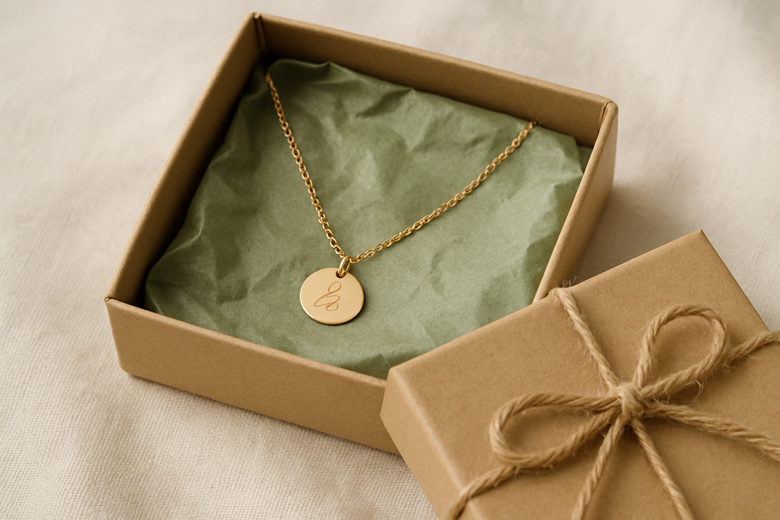 Delicate pendant necklace in a gift box