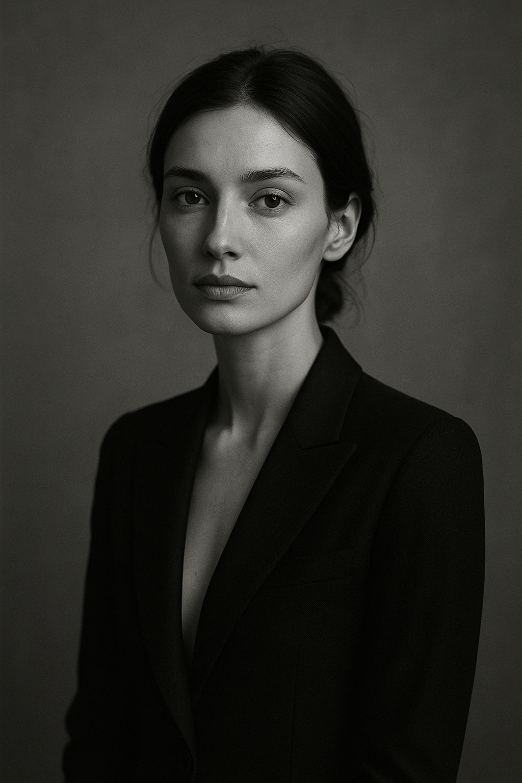 Black and white portrait of a woman with soft light
