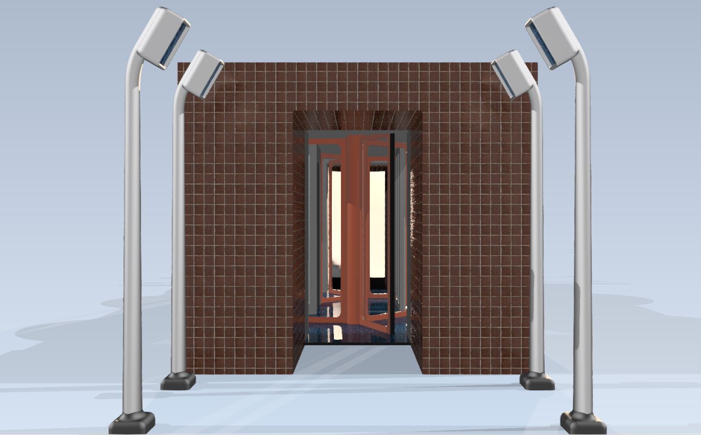 University campus entrance featuring armored access system