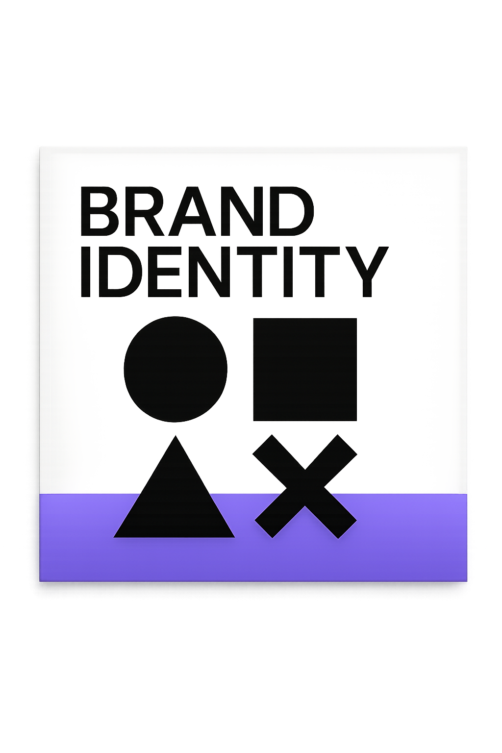 Brand identity social post mockup with bold iconography and color blocks