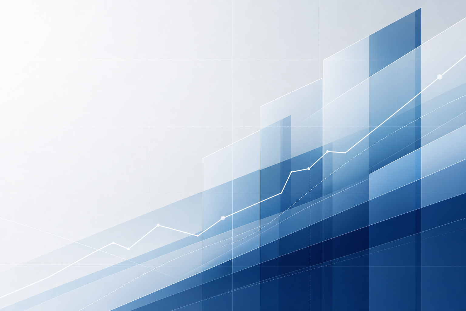 Structured data-inspired business growth graphic with geometric panels, subtle chart-like lines, and a professional corporate blue tone