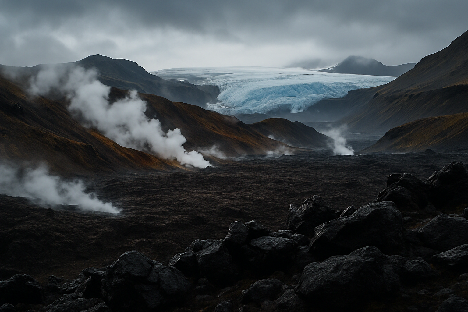 Iceland volcanic highlands and glaciers
