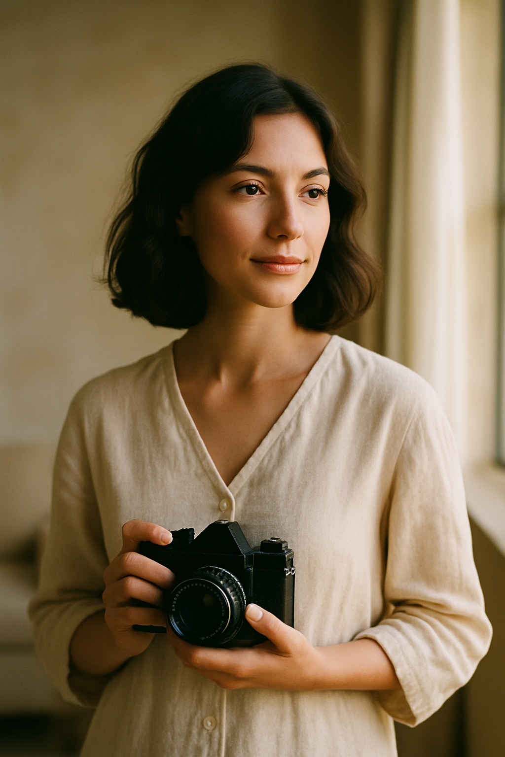 Portrait of photographer Iryna Kovalenko in soft natural light