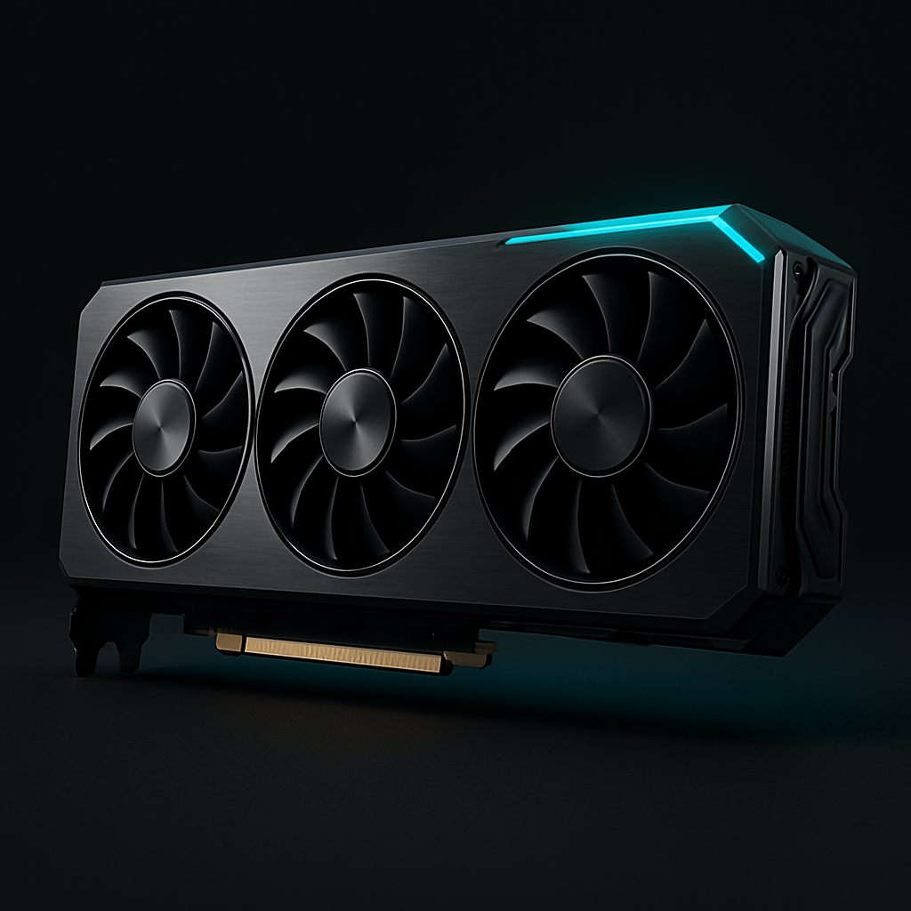 Flagship graphics card with triple-fan cooling and reinforced frame