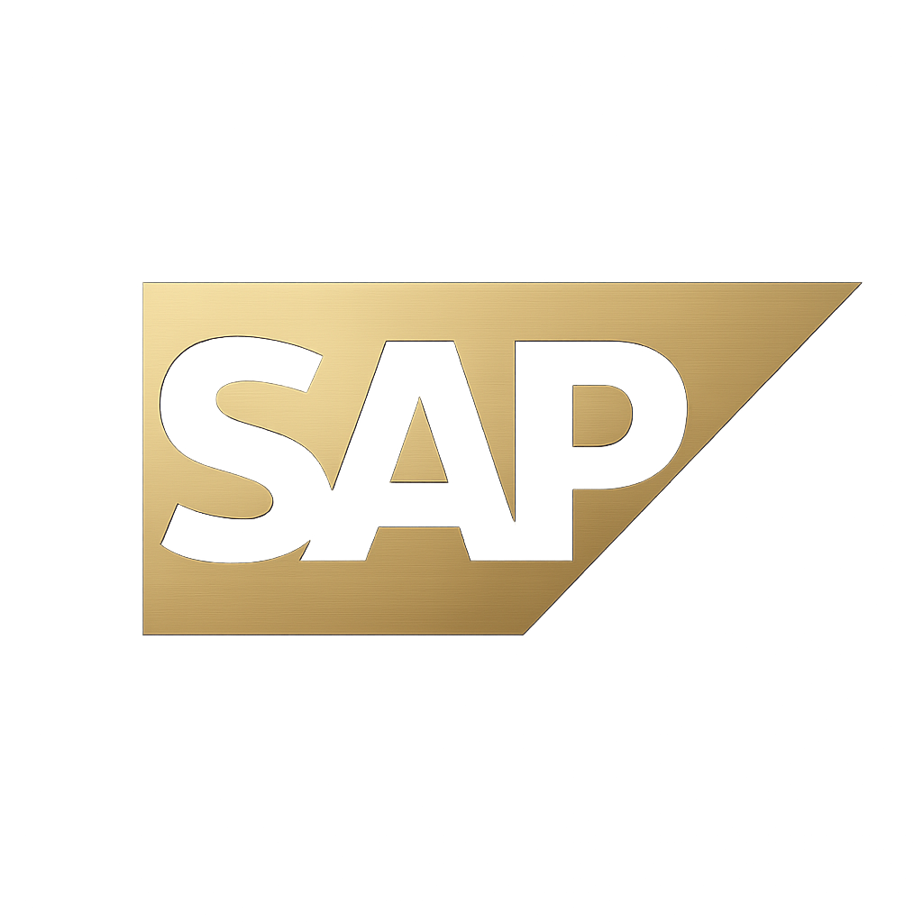 Logo corporativo de SAP en dorado sobre fondo transparente