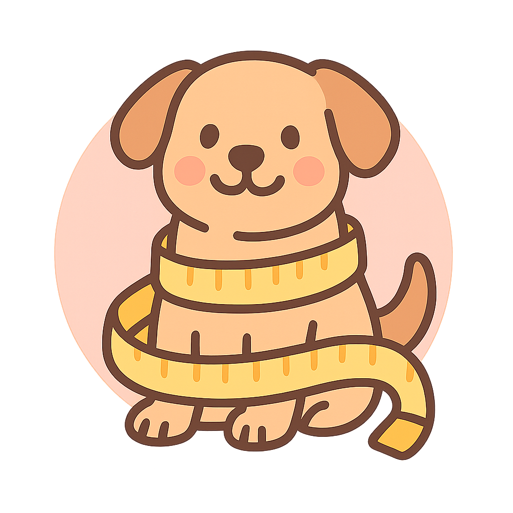 Custom Fit icon: measuring tape around a happy dog