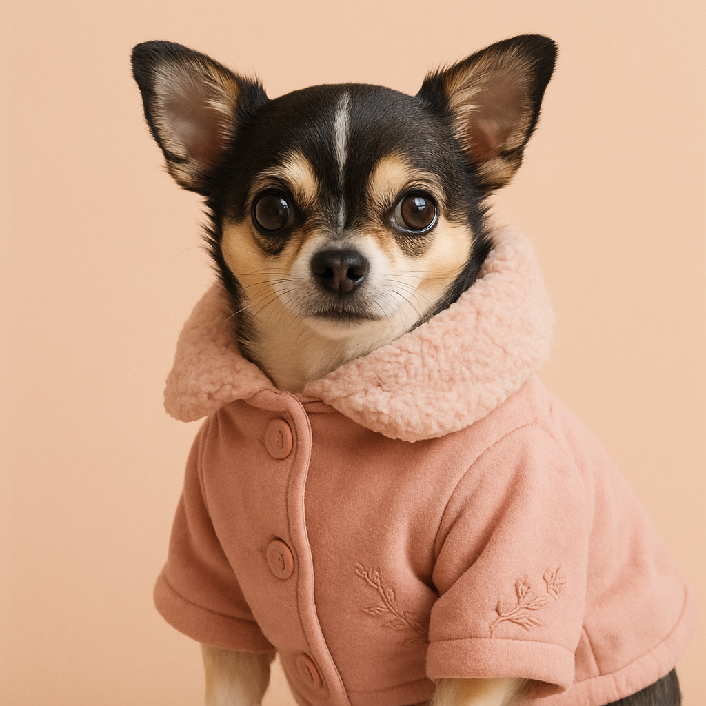Blush pink dog jacket with cozy collar