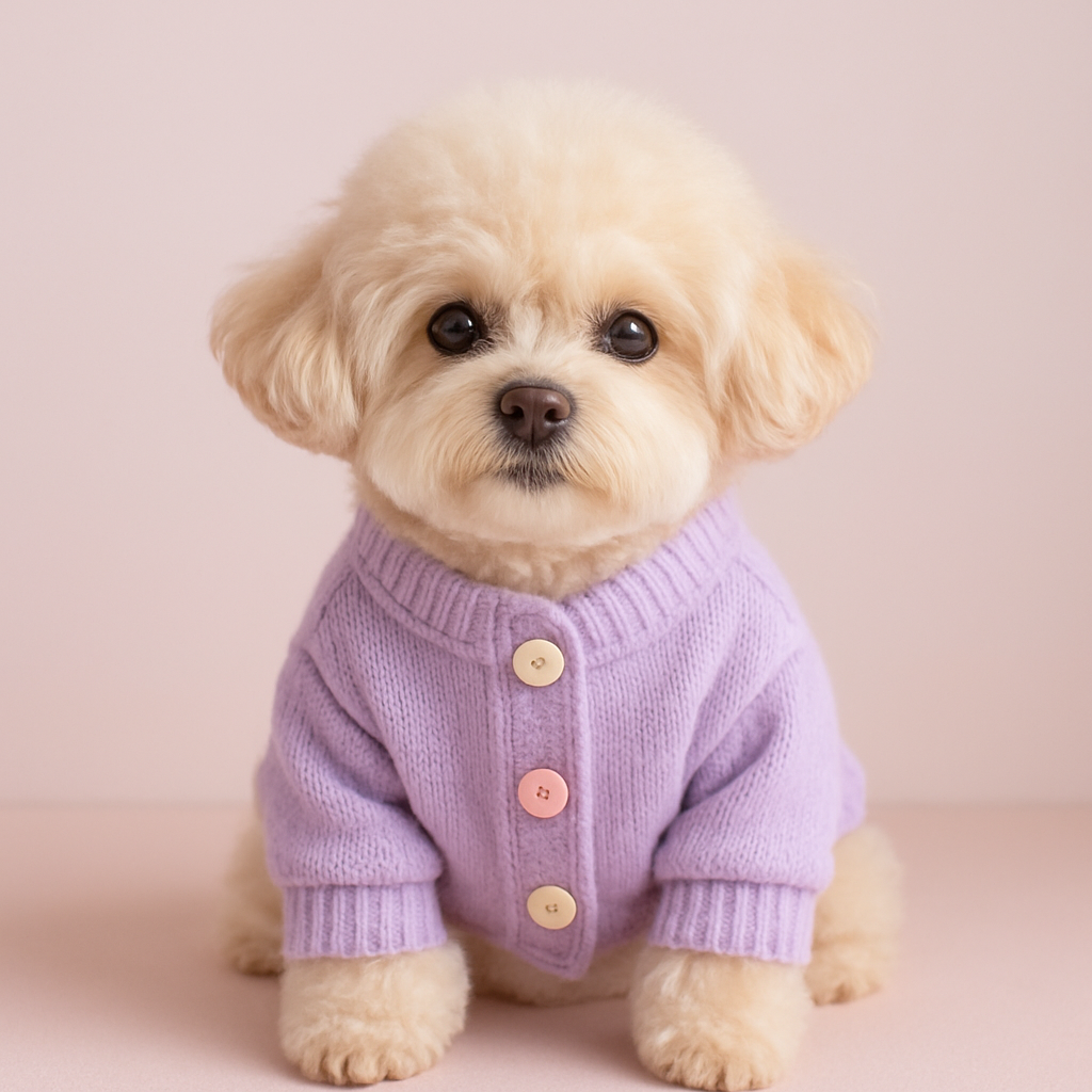 Soft lilac sweater jacket for dogs