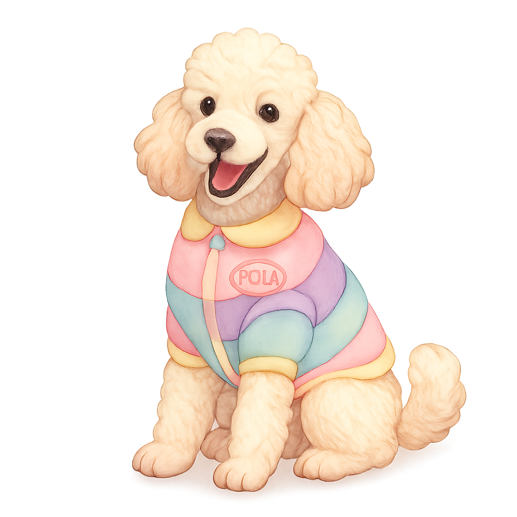 Bella the poodle in a custom jacket