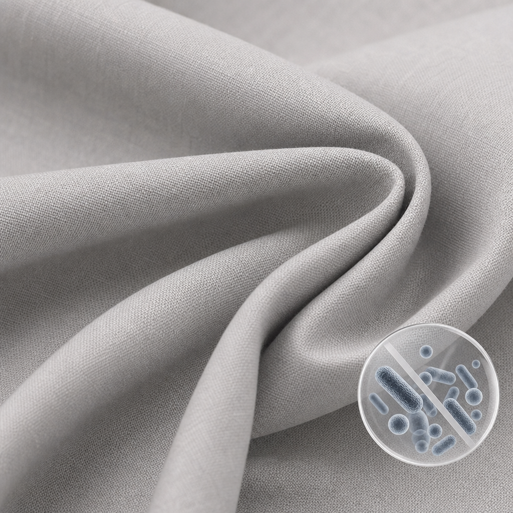Antibacterial curtain fabric with soft matte finish