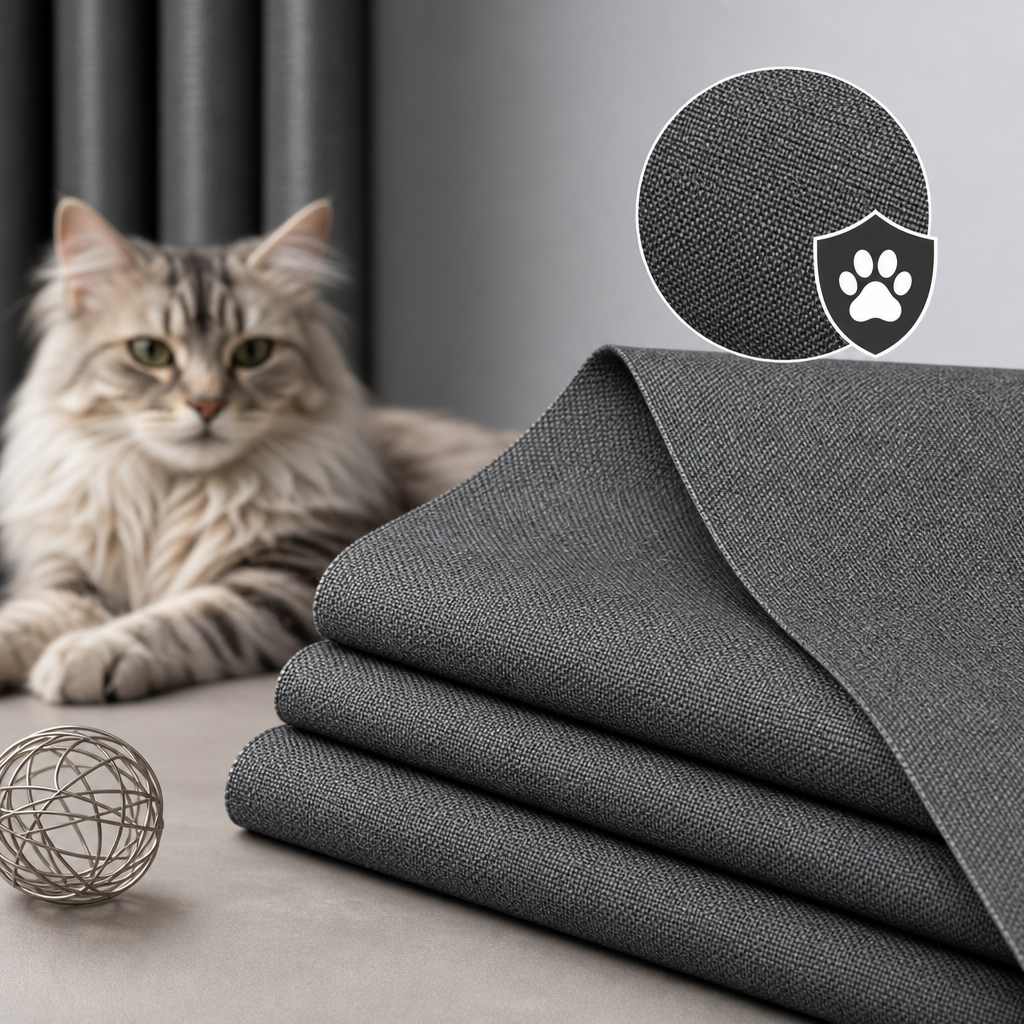 Pet-friendly scratch-resistant curtain fabric with tight weave