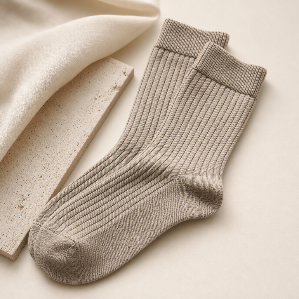 Merino Luxe Ribbed Socks premium sock product photo