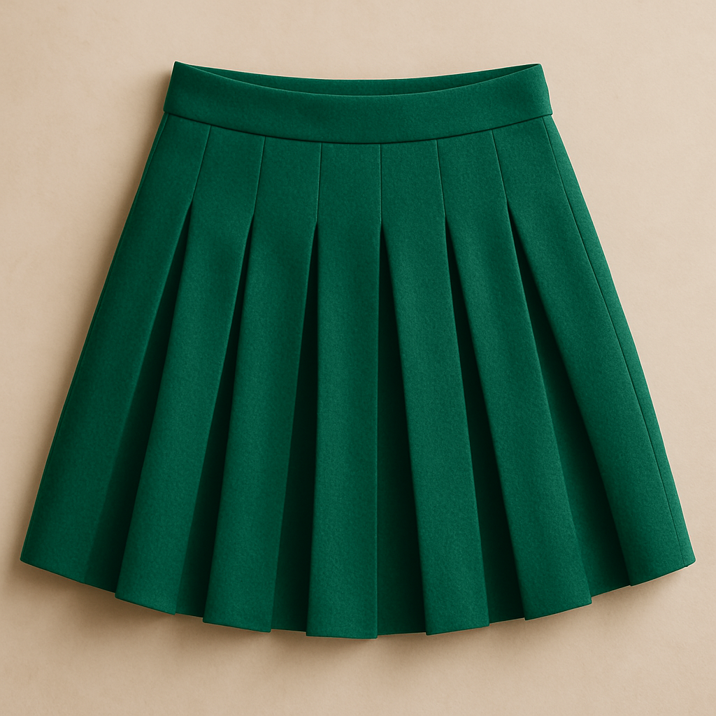 Emerald Pleat Mini Skirt - green pleated mini