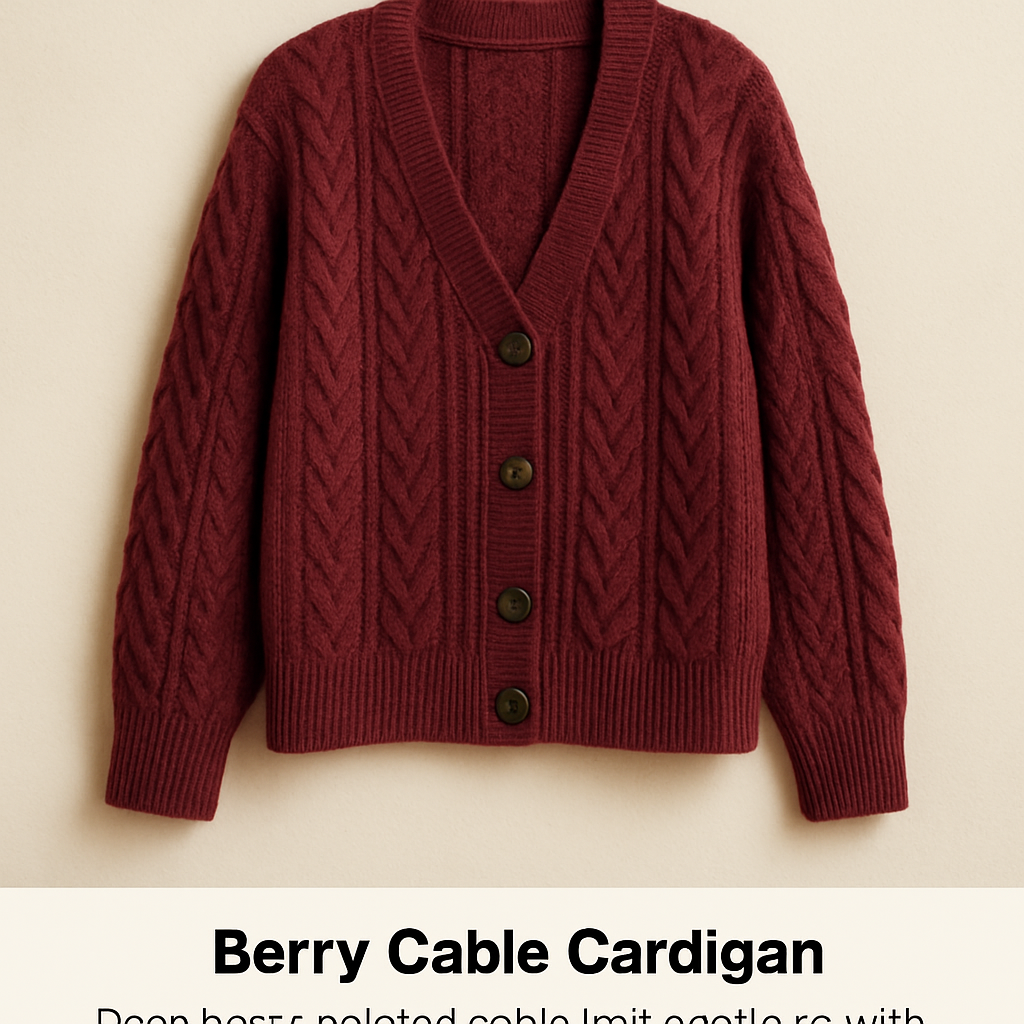 Berry Cable Cardigan - berry cable knit