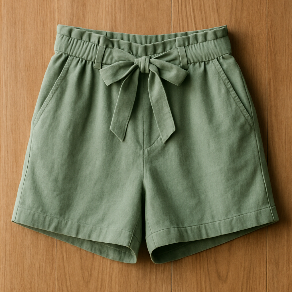 Sage Tie Waist Shorts - sage green shorts