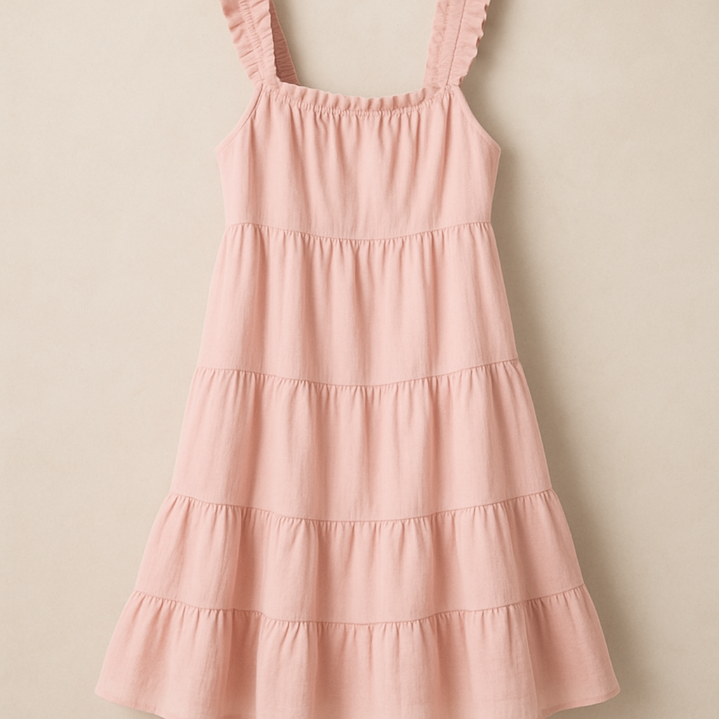 Quartz Ruffle Dress - pink ruffled straps