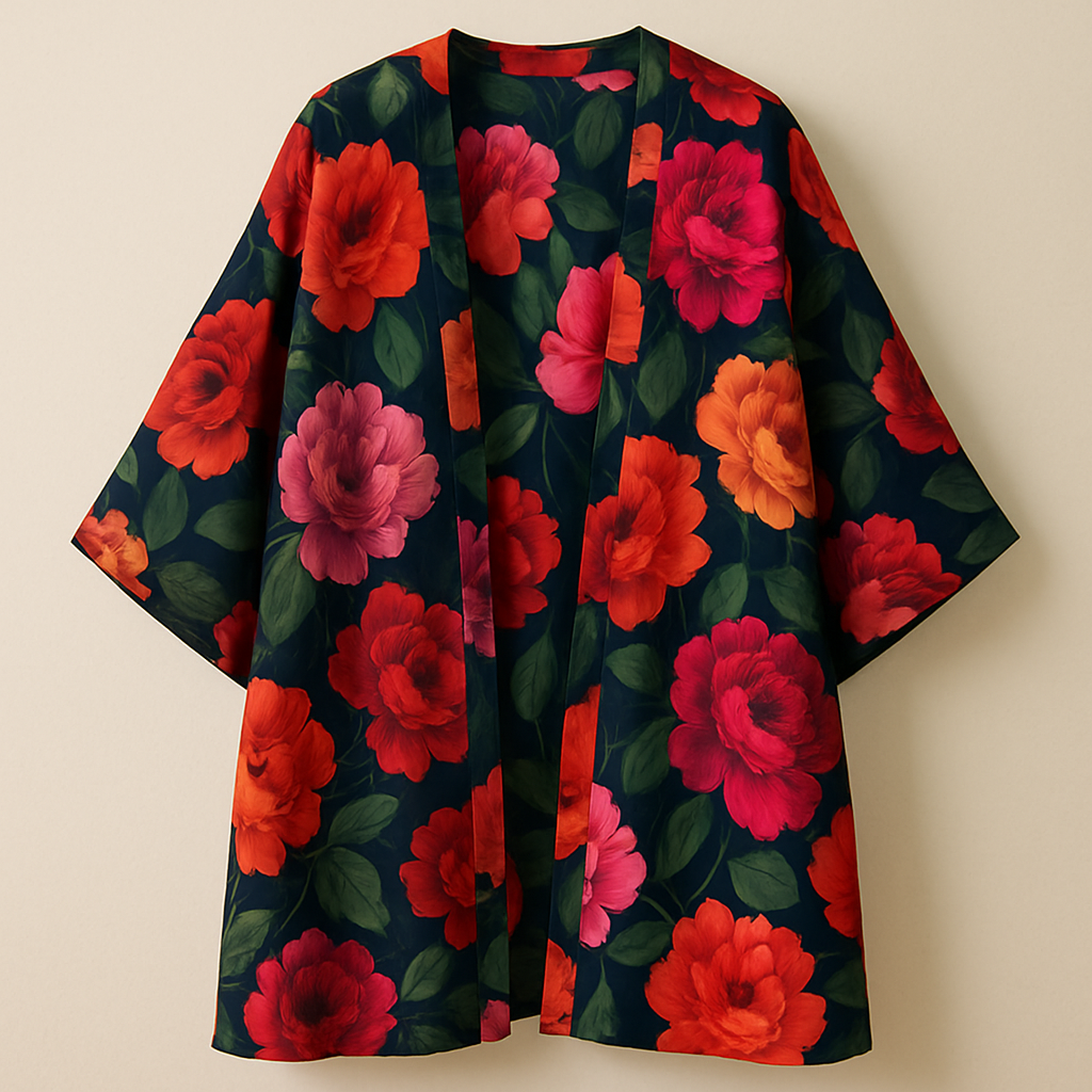 Floral Print Kimono - bold floral kimono