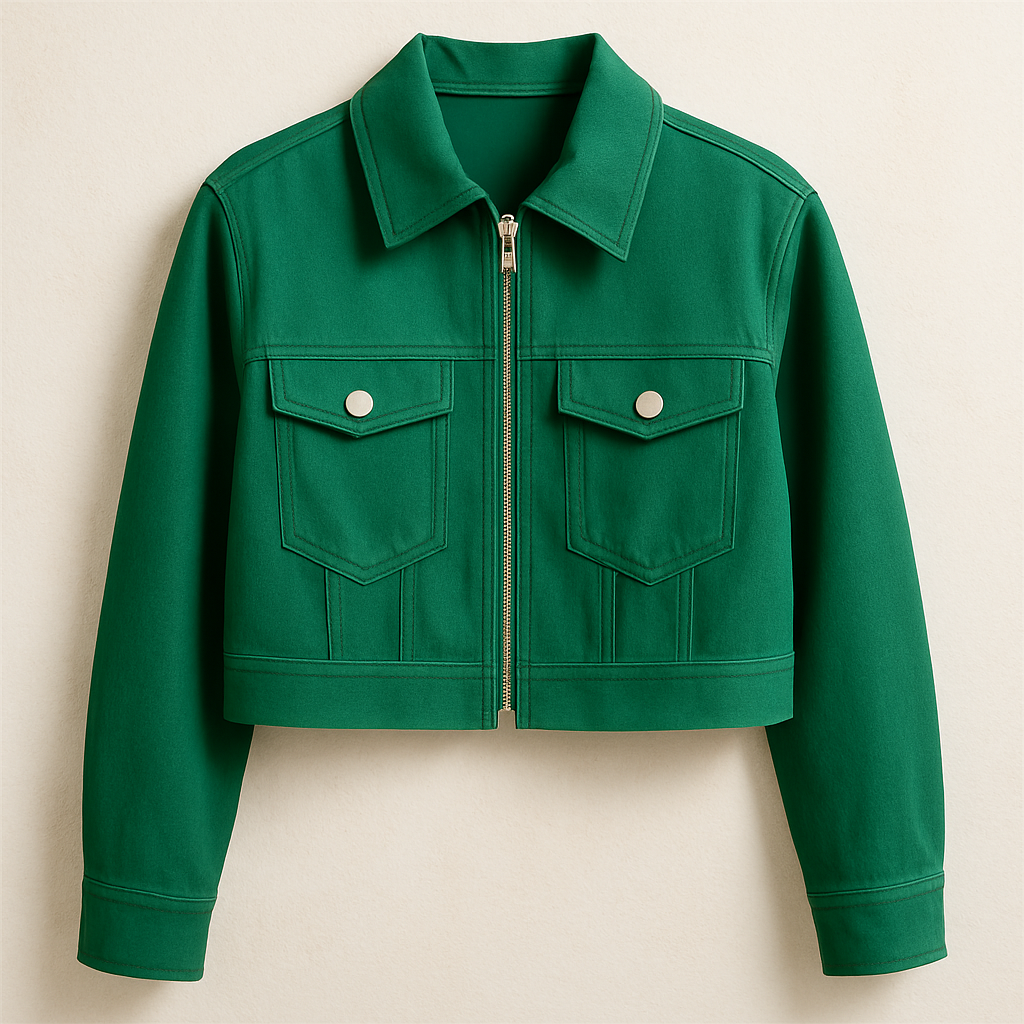Emerald Cropped Jacket - green with silver hardware