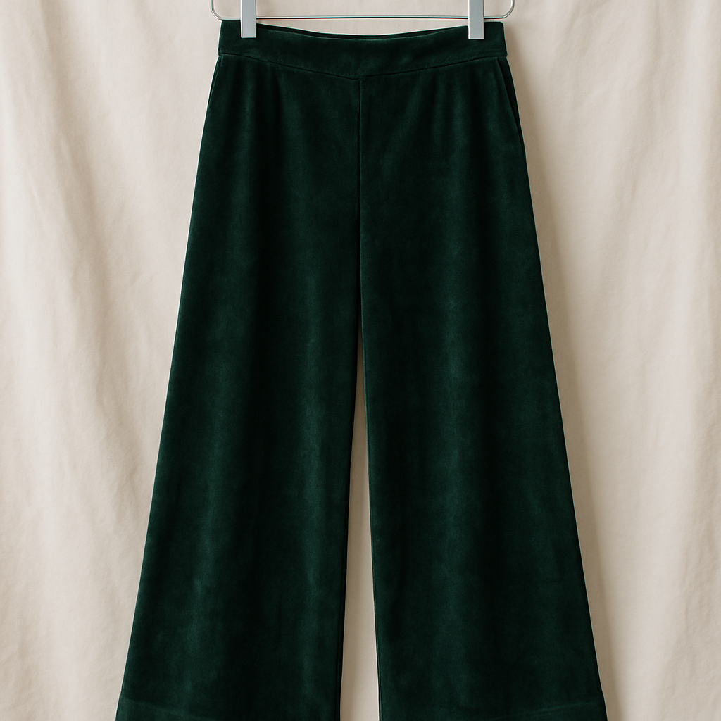 Pine Velvet Pants - green velvet wide leg