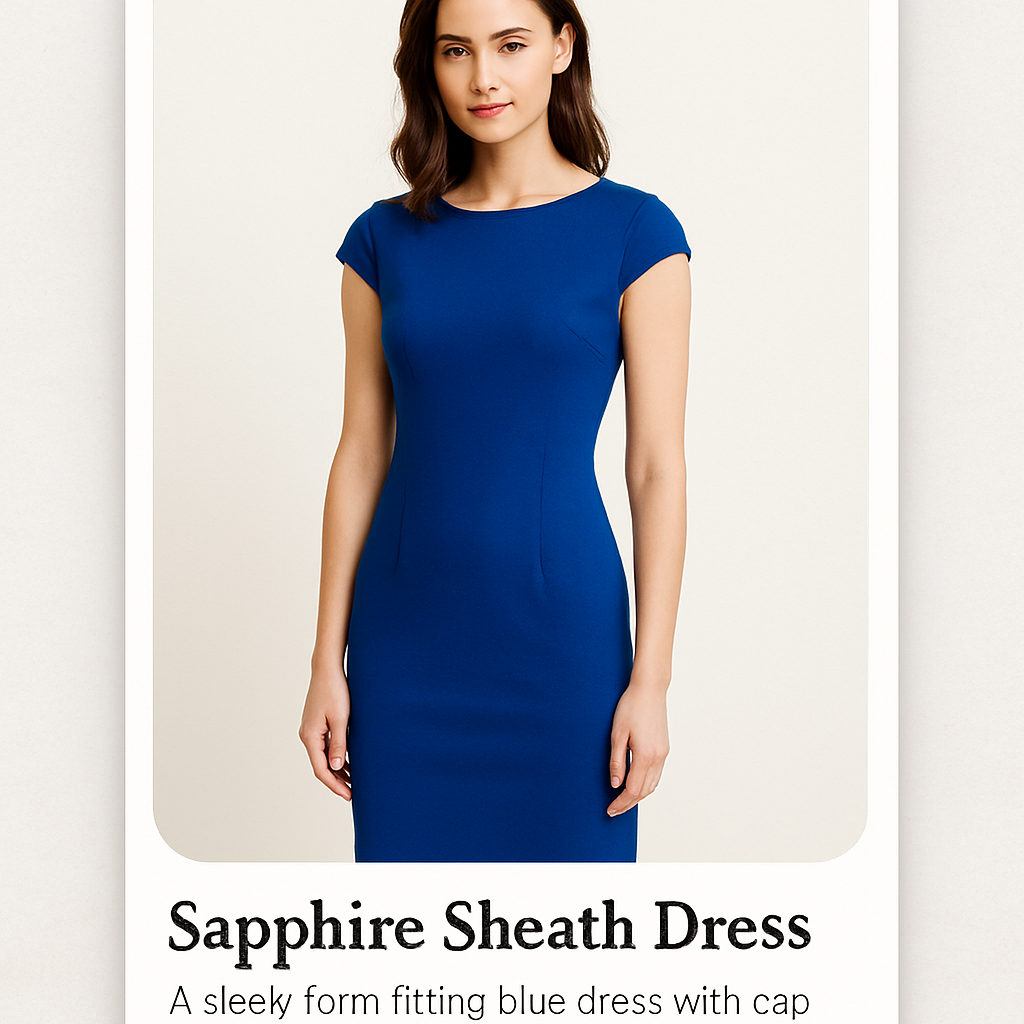 Sapphire Sheath Dress - blue cap sleeve