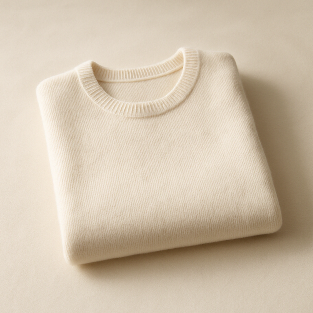 Ivory knit women’s top, soft luxurious texture, elegant minimalist look