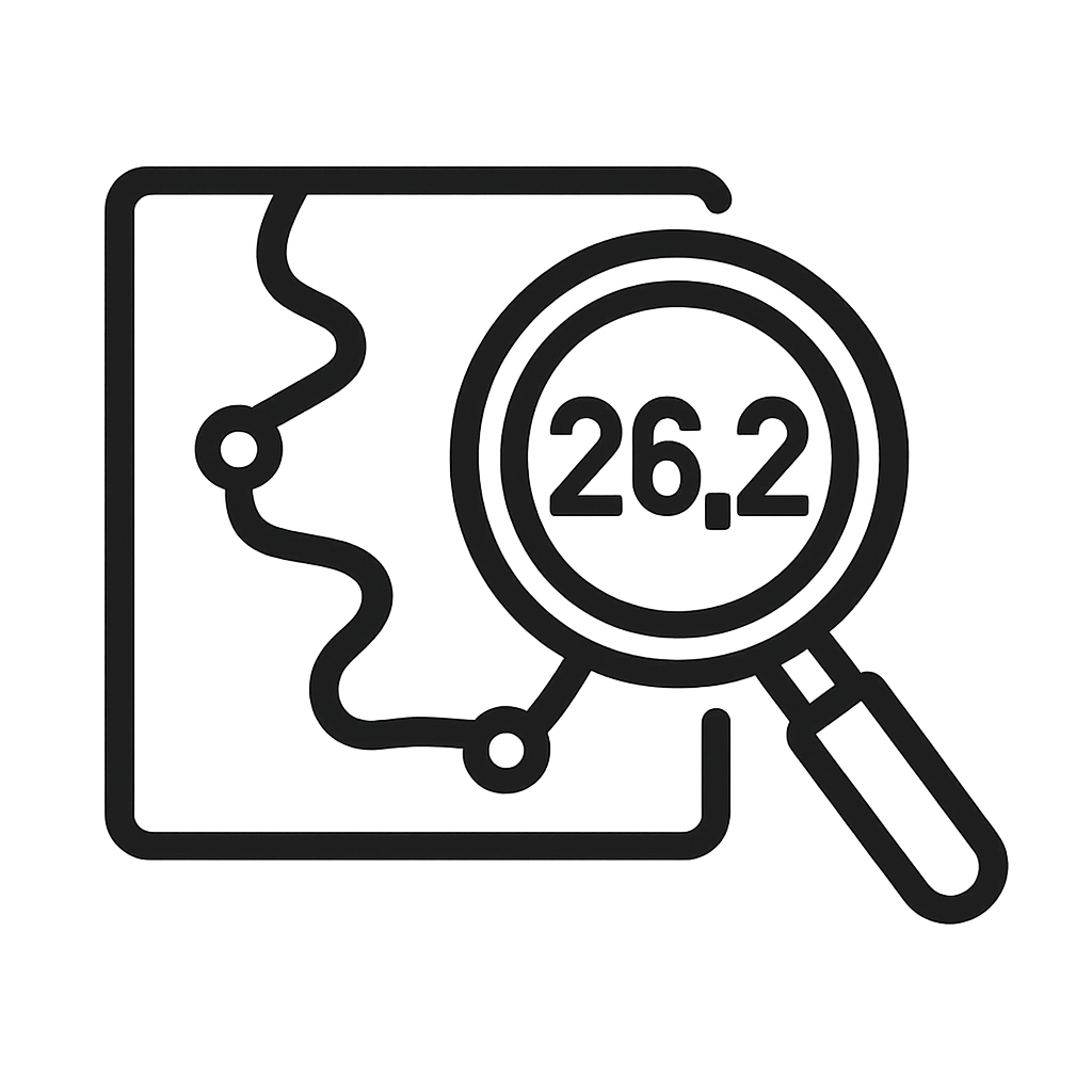 Magnifying glass over marathon route
