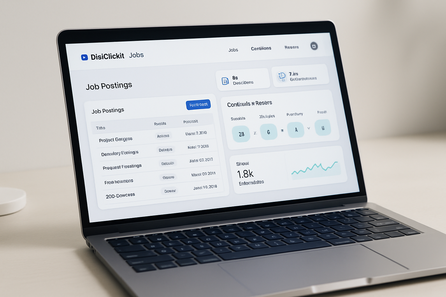 Modern job board dashboard showing job listings, candidate pipeline stages, and hiring insights