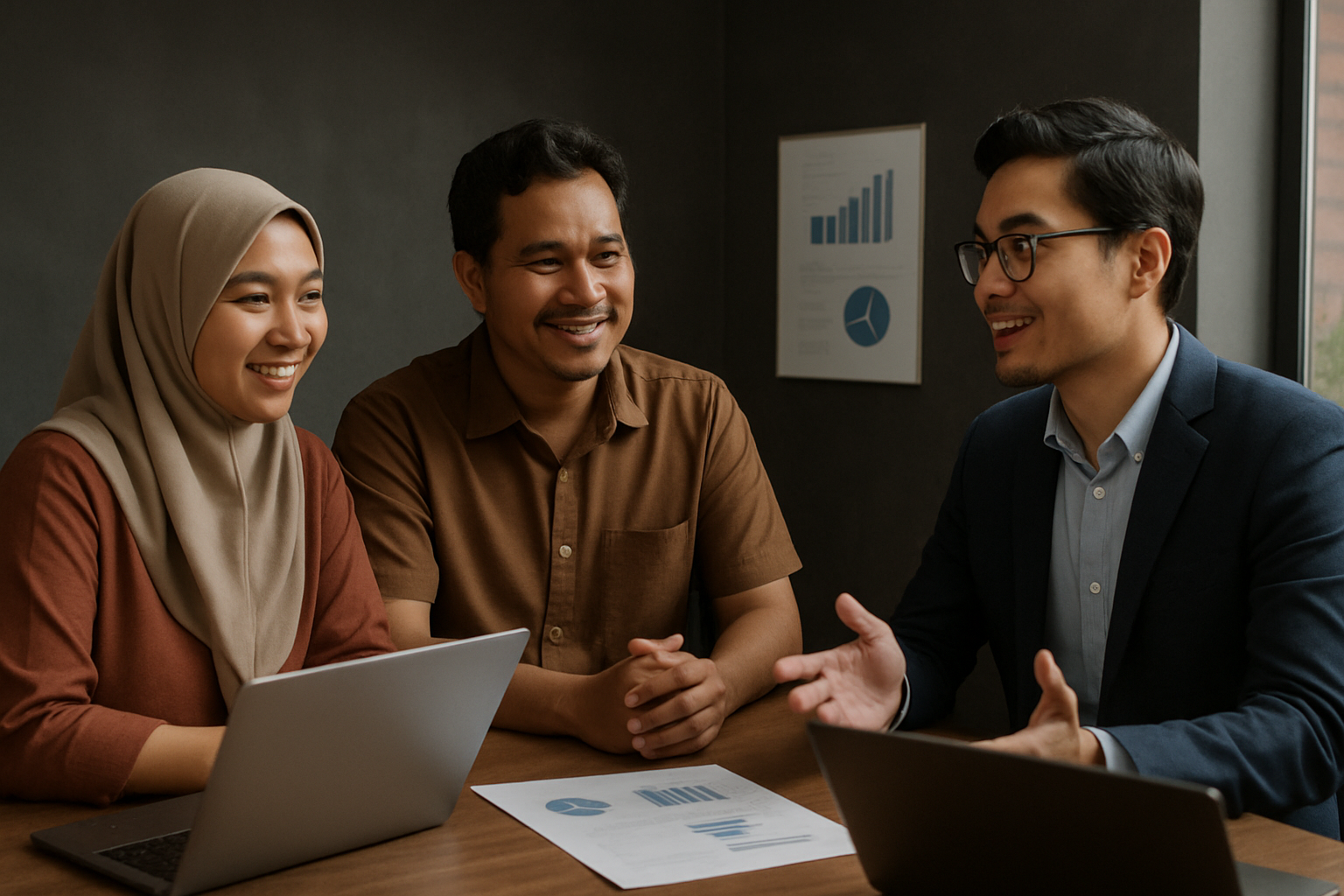 Profesional AI membantu pemilik UMKM Indonesia di lingkungan bisnis modern