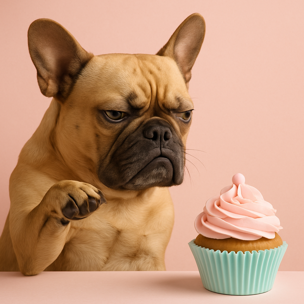 A dog striking an overly dramatic pose, as if reviewing something very seriously