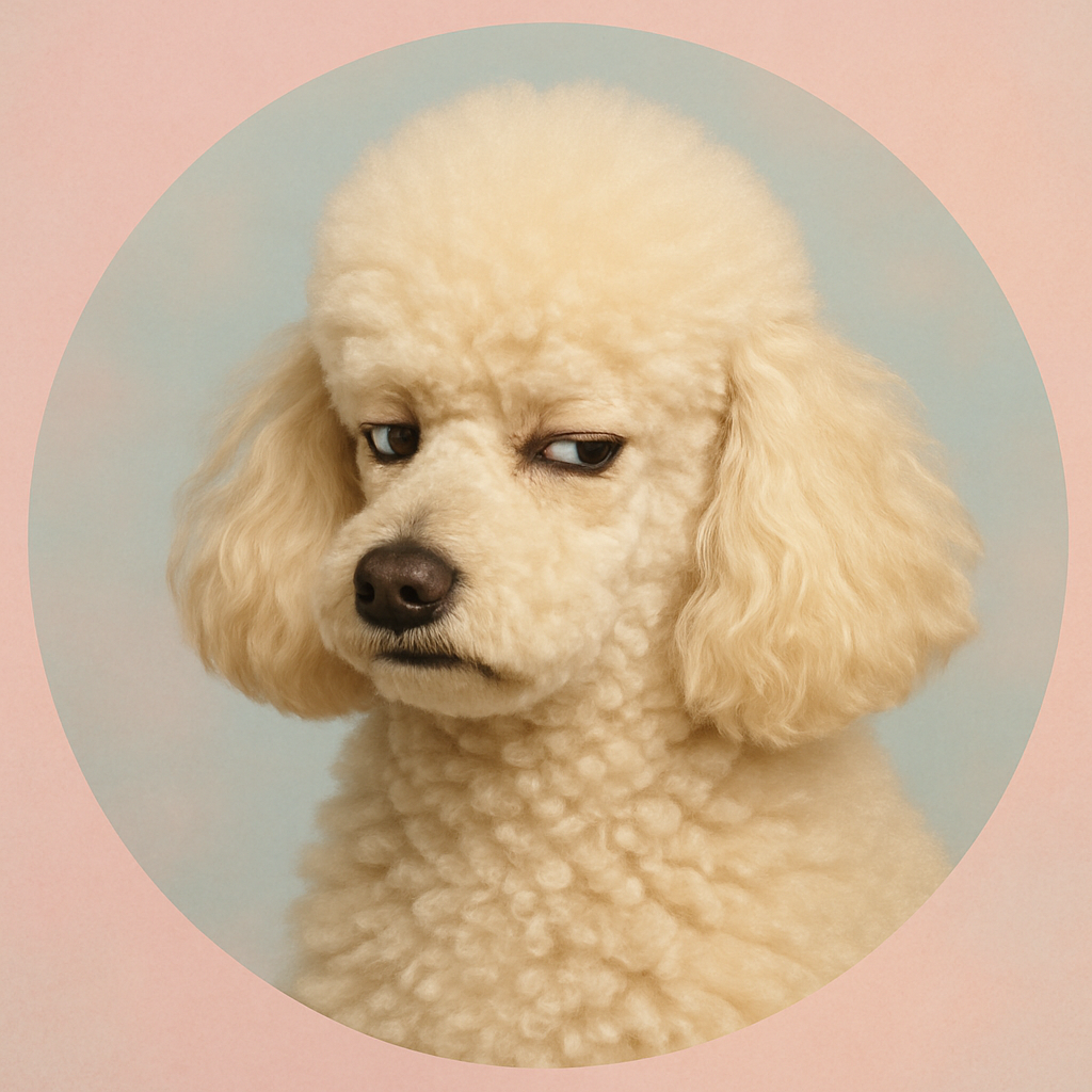 Lady Sniffington, a fluffy poodle with a judgmental side-eye