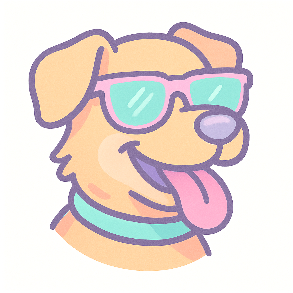 Dog with tongue out and sunglasses icon