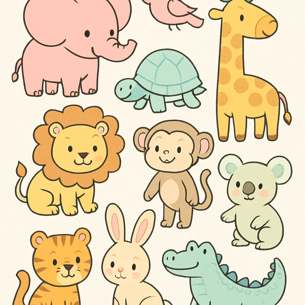 Sevimli hayvanlar boyama sayfası örneği