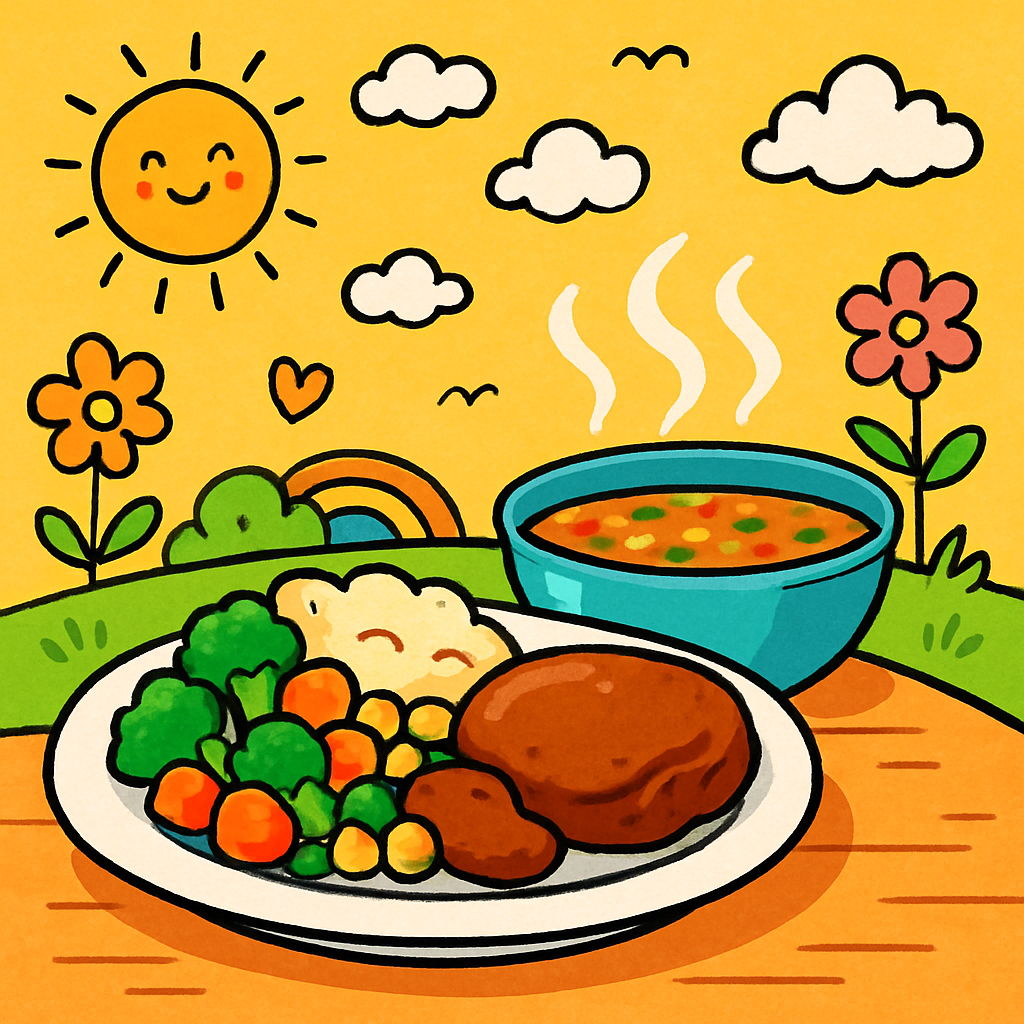 Çocuklar için yemek tabağı simgesi, renkli ve sevimli