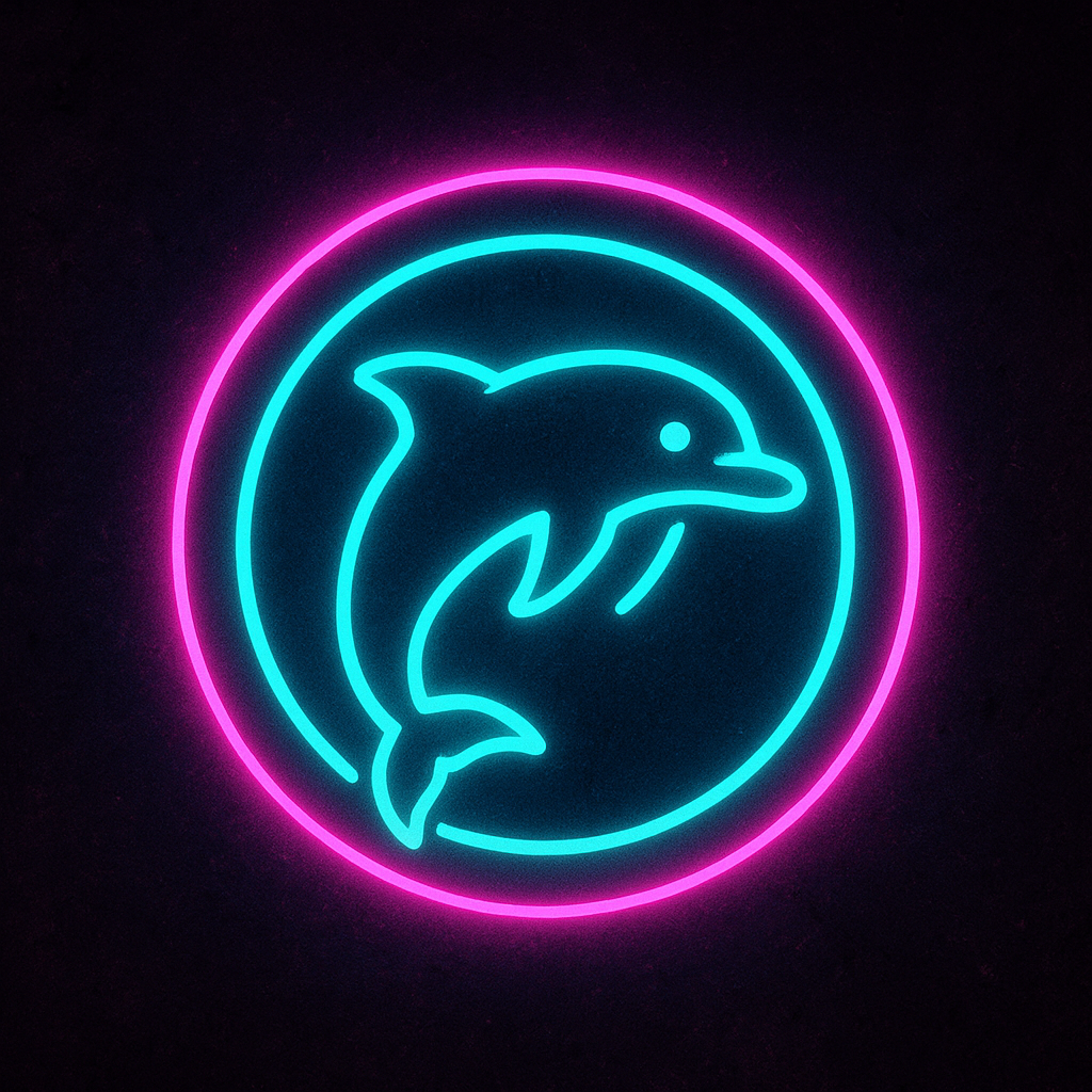 Neon dolphin launch icon