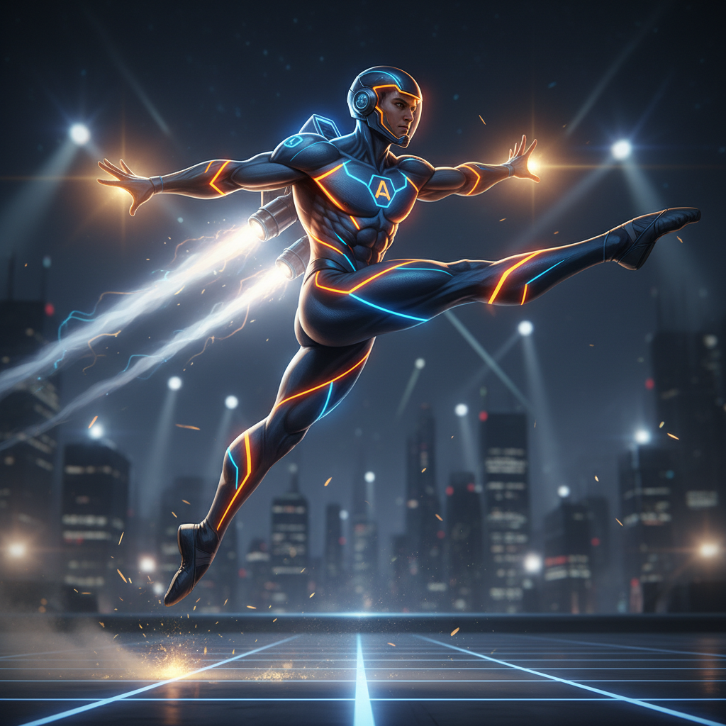 Apollo Rocket leaping high with a powerful kick