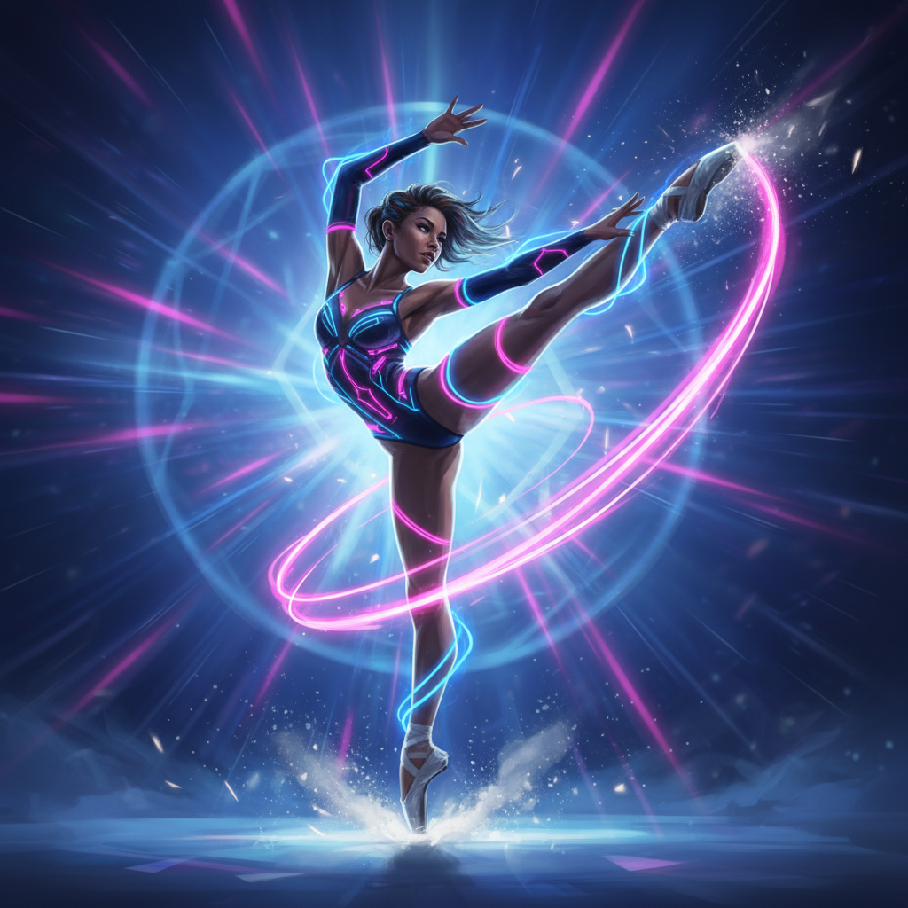 Jeté Storm mid-air with an energetic kick