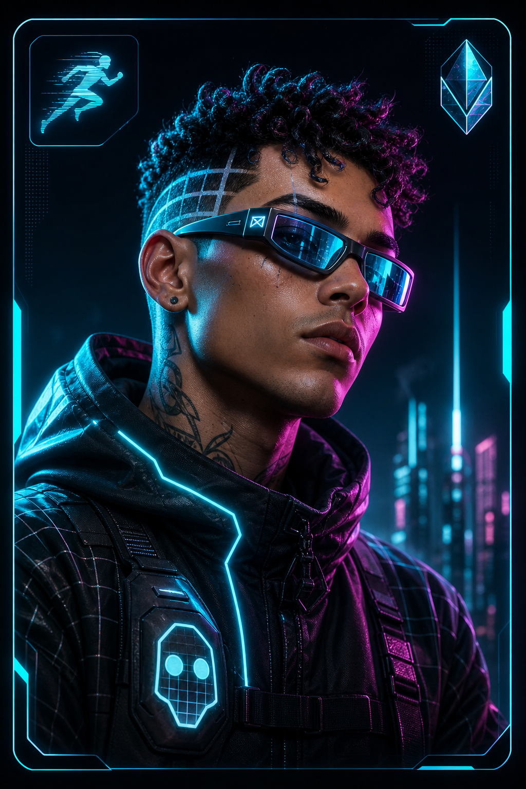 Grid Ghost collectible cyber-fashion portrait