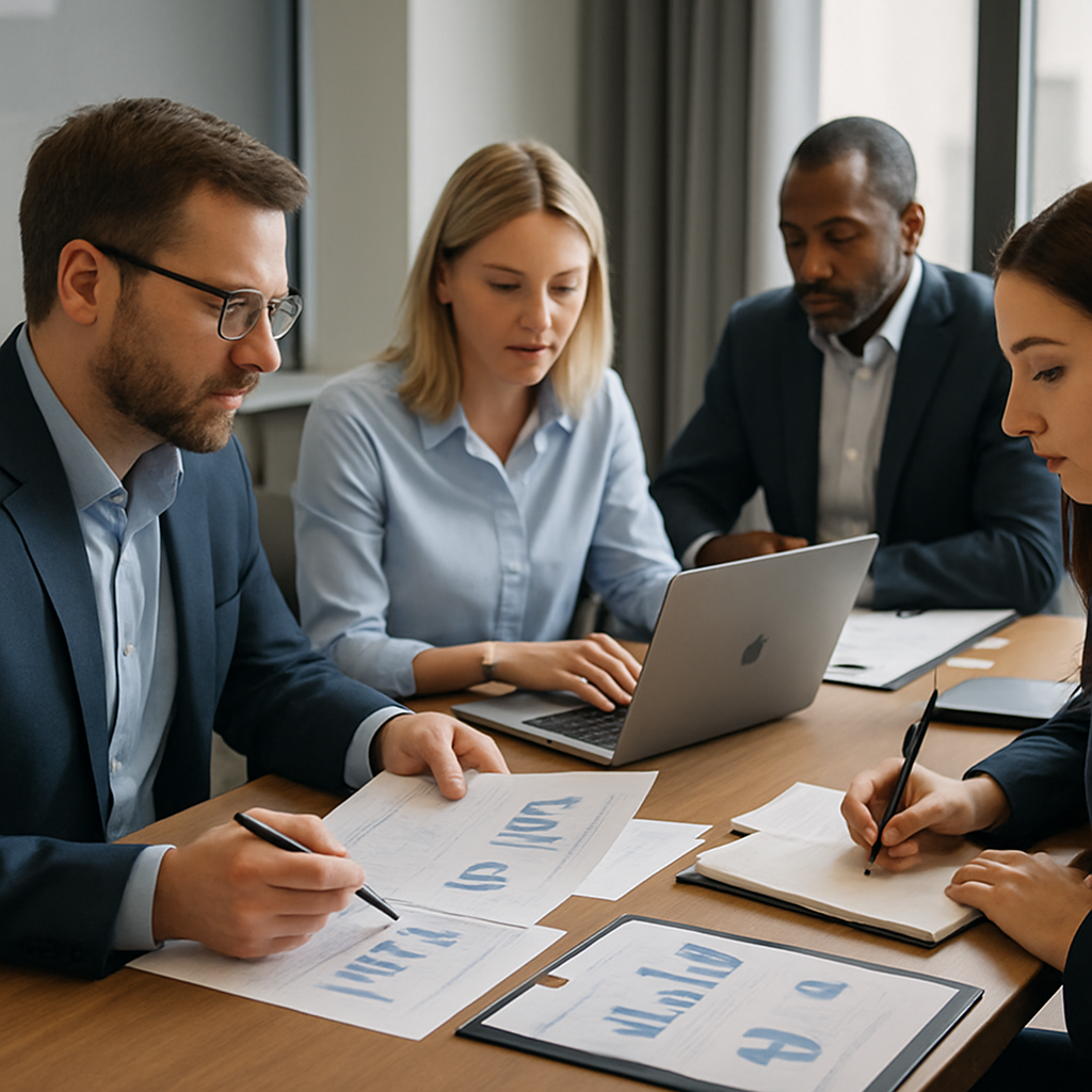 Premium business consulting course visual with a modern office or clean illustration tone