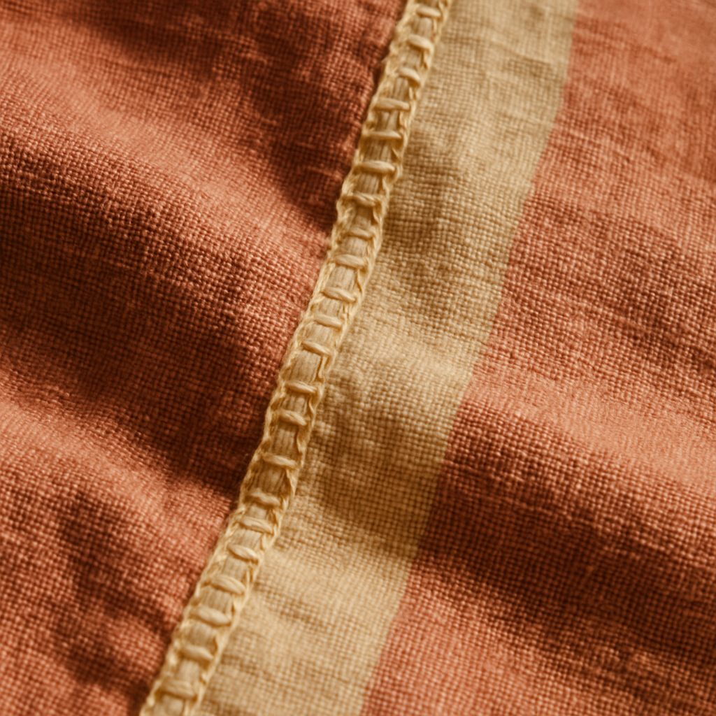 Close-up of textured vintage fabric with warm tones