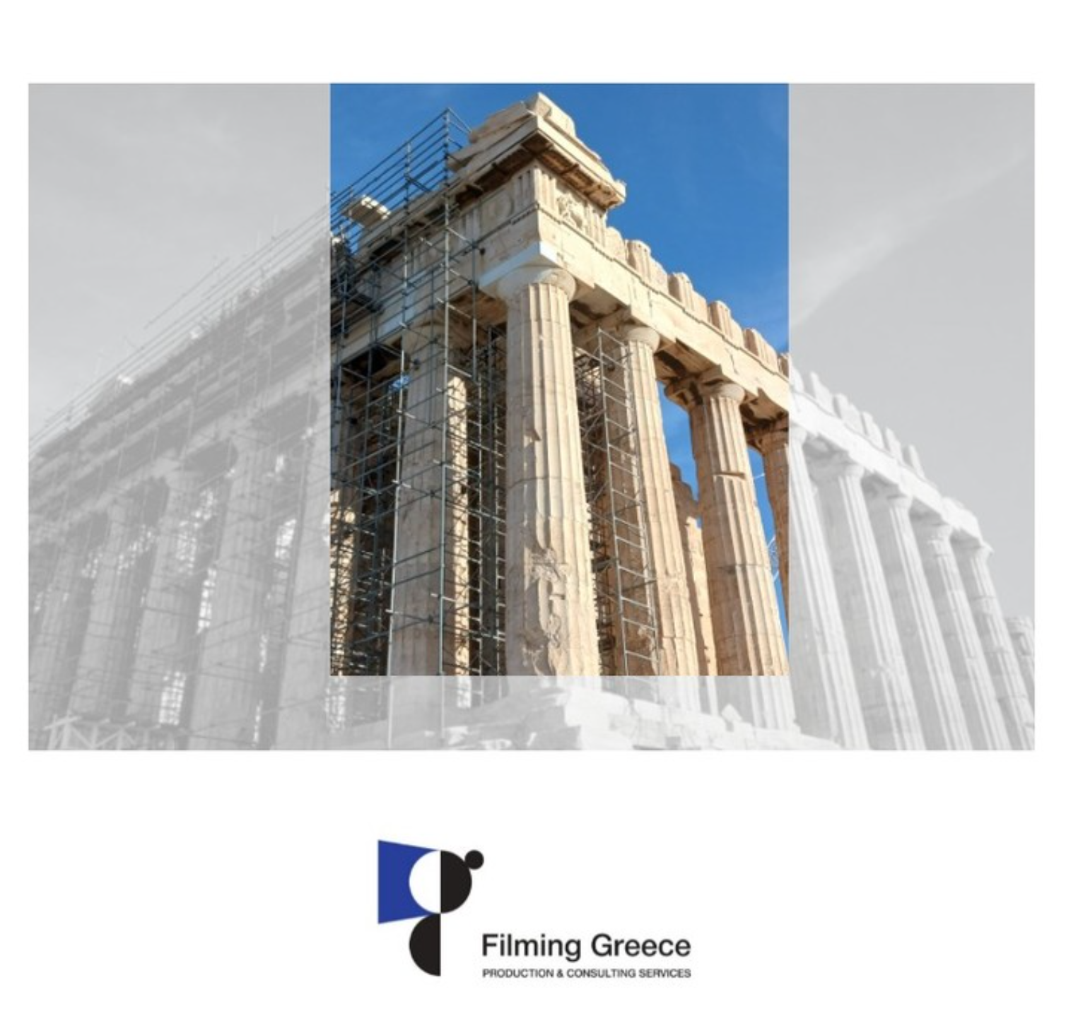 Acropolis façade with scaffolding and columns, documenting restoration context relevant to location logistics