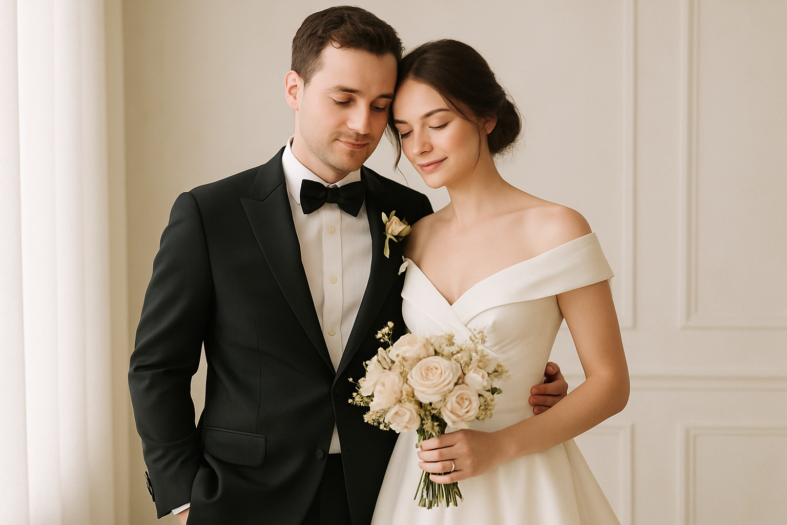 Wedding portrait with gentle natural light