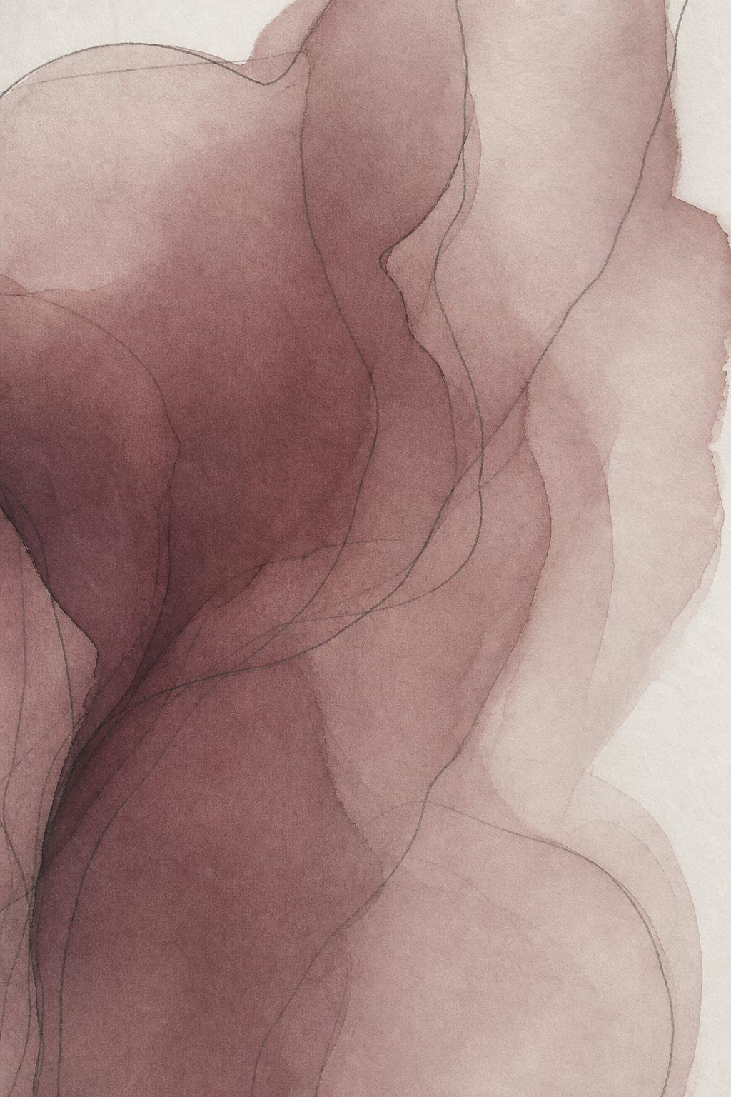 Close crop with translucent mauve wash and pencil contour