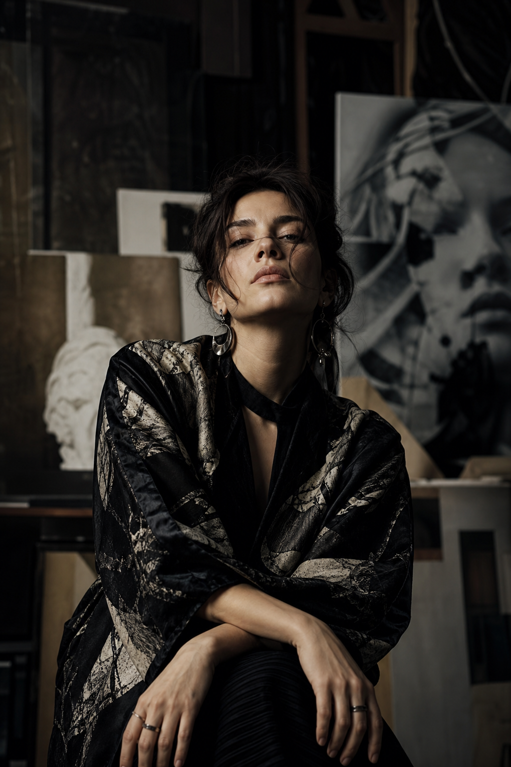 Amina Sol portrait with expressive composition and high-contrast editorial lighting