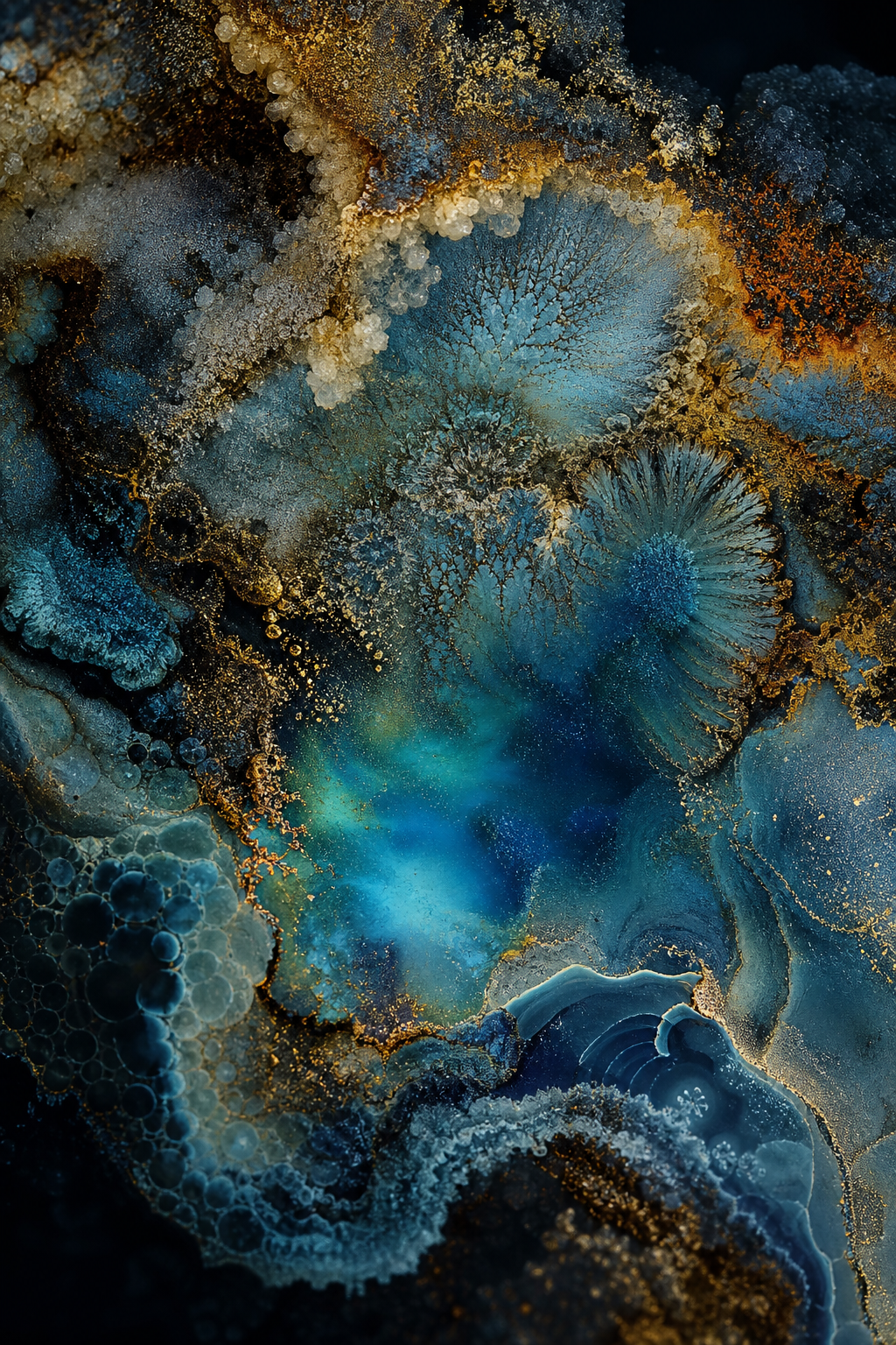 Mineral Bloom by Lina Kovac, abstract macro textures resembling crystalline pigment formations