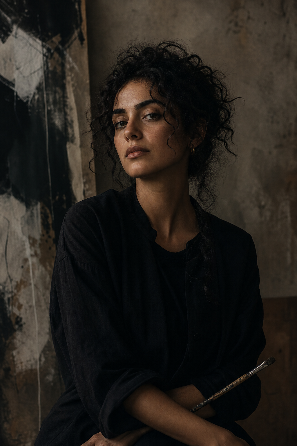 Ines Calder portrait with soft contrast and artful low-key mood