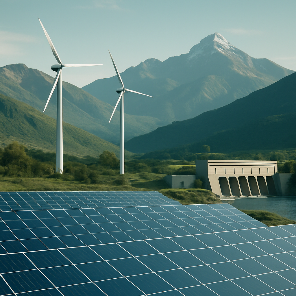 Infraestructura de energía renovable en Bolivia, paisaje moderno y sostenible